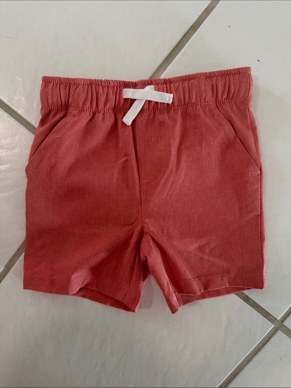 Kids Coral Elastic-Waist Drawstring Shorts